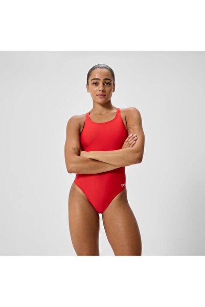 SPEEDO Women's Club Training Leaderback Swimsuit Red