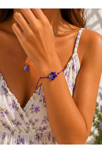 maycollection Purple Elephant Purple Rope Bracelet