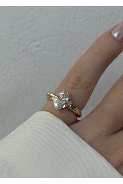 KİLİGİSTANBUL Gold Color Crystal Stone Adjustable Ring
