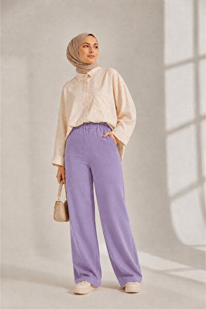 FREYA MODA بنطلون جبردين مريح ذو خصر مطاطي