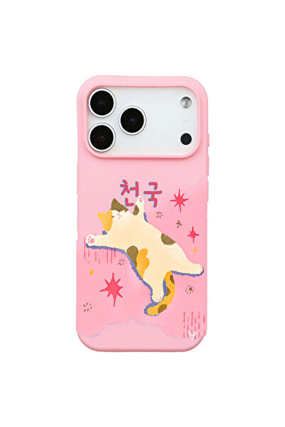 Casen iPhone 17 Pro Pembe Cat Sleeping Kamera Korumalı Premium Lansman Renkli...