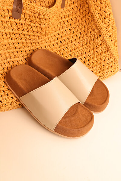 by selvi Lukka Shoes Leonardo Beige Flat Rubber Sole Men's Slippers