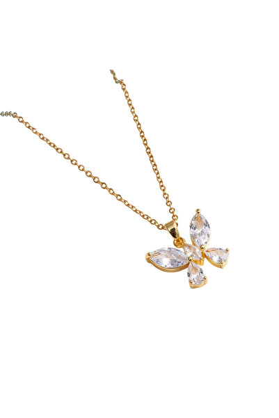Black Season Gold Plated Pink Butterfly Necklace