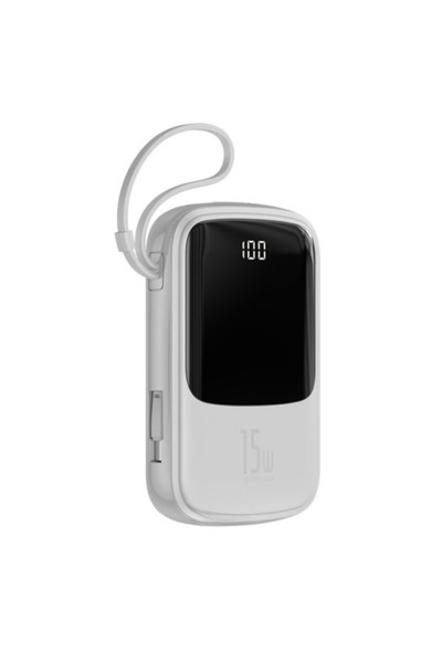 Baseus Baterie Externa Powerbank Qpow 10000mAh, 15W cu Cablu USB-C Integrat, ...