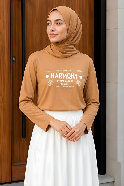 İmajButik Biscuit Crew Neck Printed Combed Cotton Bodysuit