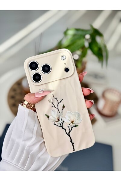 Go Aksesuar Iphone 17 PROMAX Uyumlu 3D Kağıt Manolya Baskı Tasarımlı Koruyucu...