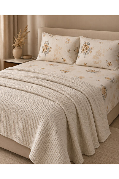 Newsevinç Ev Tekstili Stylish Floral Patterned Boxed Double Pique Set 200X230 cm
