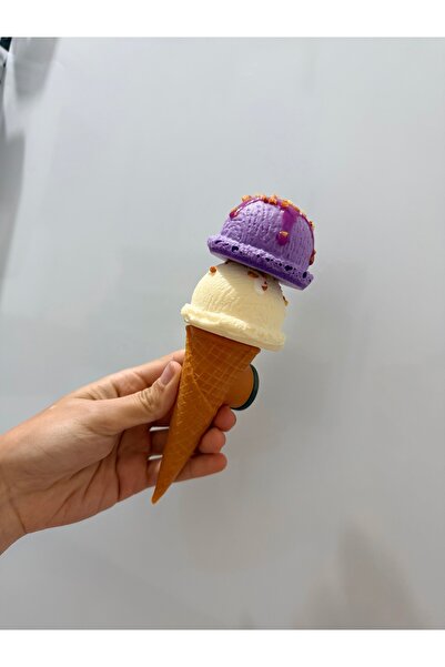 Lilith Takı 🍦 Sevimli Dondurma Tasarımlı Buzdolabı Magneti – Mor Kremalı Dek...