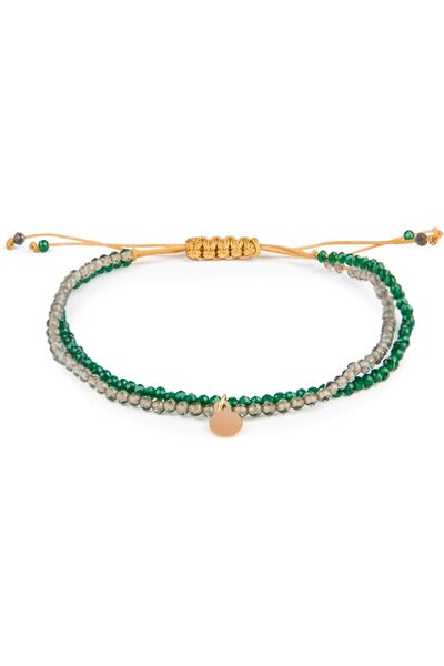 MINZA Lady Queen Women's Bracelet, 18K Gold, Beaded Bracelet, with Jade, Hand...