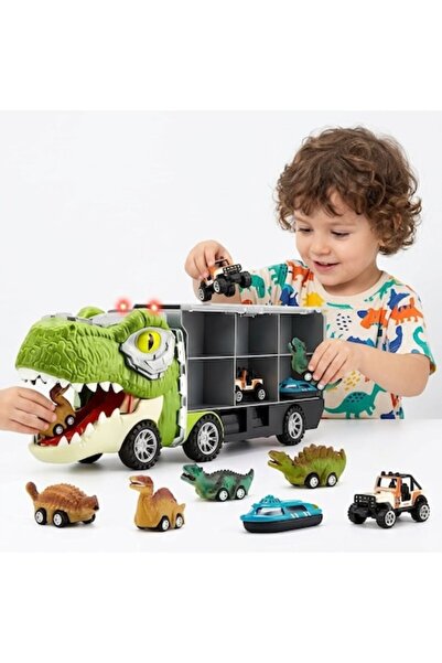 indiggo Set Interactiv de Masinute DinoFunTruck, Camion Transportator cu 1 Ma...
