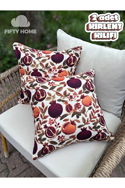 Fifty Home 2 Pieces of Kirlent Case 43X43 cm Digital Printing Summer-Themed G...