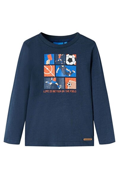 vidaxl Tricou cu mânecă lungă pentru copii, bleumarin melanj, 104