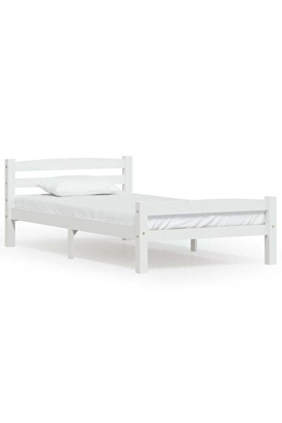 vidaxl Cadru de pat, alb, 90 x 200 cm, lemn masiv de pin