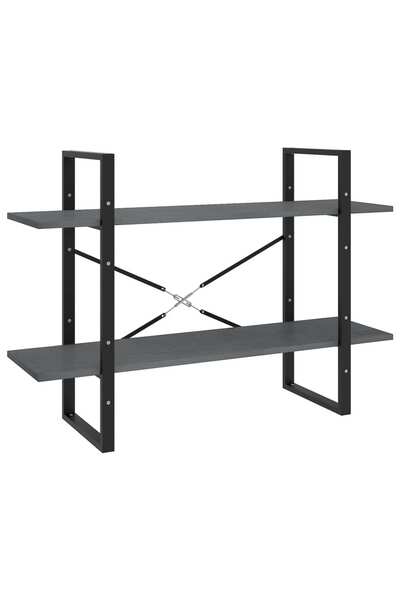 vidaxl Bibliotecă cu 2 rafturi, gri, 100x30x70 cm, lemn masiv de pin