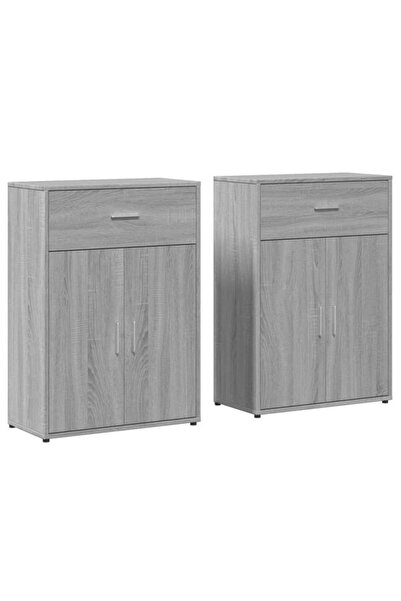 vidaxl Dulapuri, 2 buc., gri sonoma, 60 x 30 x 84 cm, lemn prelucrat