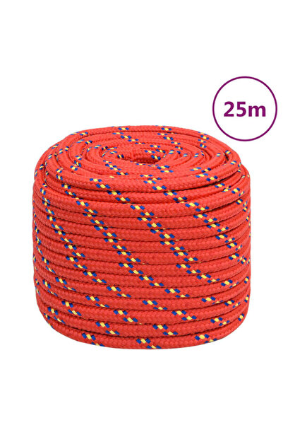 vidaxl Frânghie pentru barcă, Roșu, 18 mm, 25 m, Polipropilenă