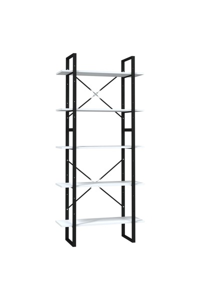 vidaxl Bibliotecă cu 5 rafturi, alb, 80x30x175 cm, lemn prelucrat