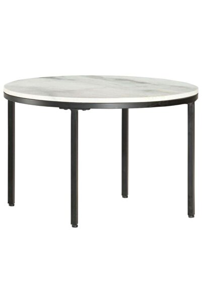 vidaxl Măsuță de cafea, alb și negru, Ø65 cm, marmură