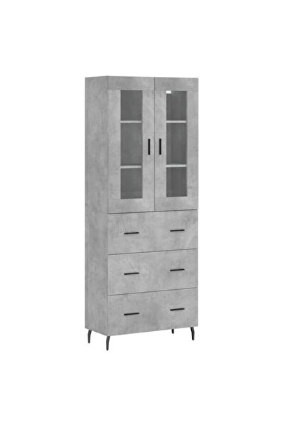vidaxl Dulap înalt, Gri beton, 69.5 x 34 x 180 cm, Lemn prelucrat