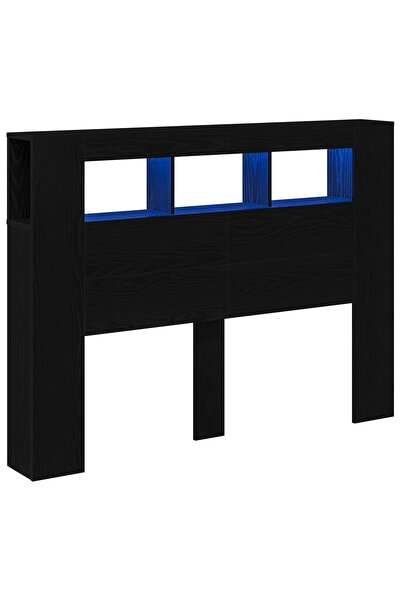 vidaxl Tăblie LED Stejar negru 140 x 18.5 x 103.5 cm Lemn compozit