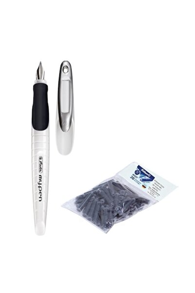 Herlitz Set stilou My.Pen Alb-Negru, vrac, peniță M, cu 20 rezerve de cerneal...