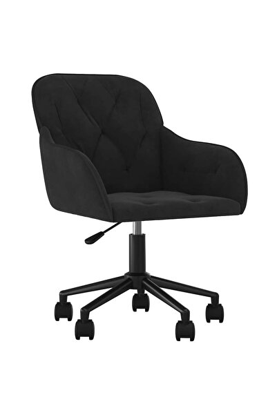 vidaxl Scaun de birou pivotant, negru, catifea
