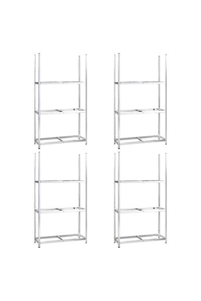 vidaxl Rafturi pentru anvelope cu 3 niveluri, 4 bucăți. argintiu 110 x 40 x 2...