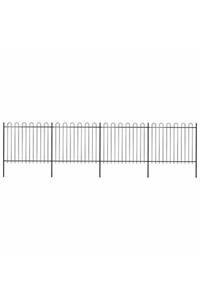 vidaxl Gard de grădină cu vârf circular din oțel 714,5 x 150 cm, negru
