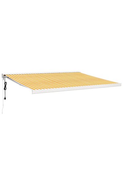 vidaxl Copertină retractabilă, galben/alb, 4 x 3 m, textil/aluminiu