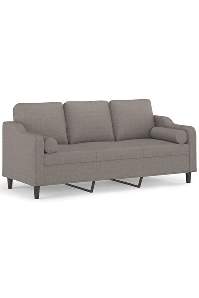 vidaxl Canapea cu 3 locuri cu perne, gri taupe, 180 cm, textil