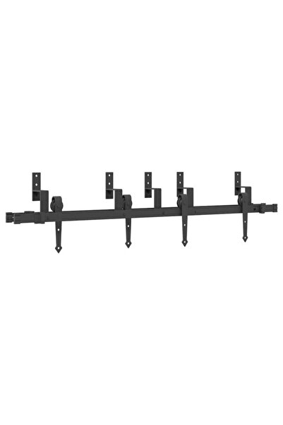 vidaxl Set de feronerie pentru ușă glisantă, Negru, 152,5 cm, Oțel