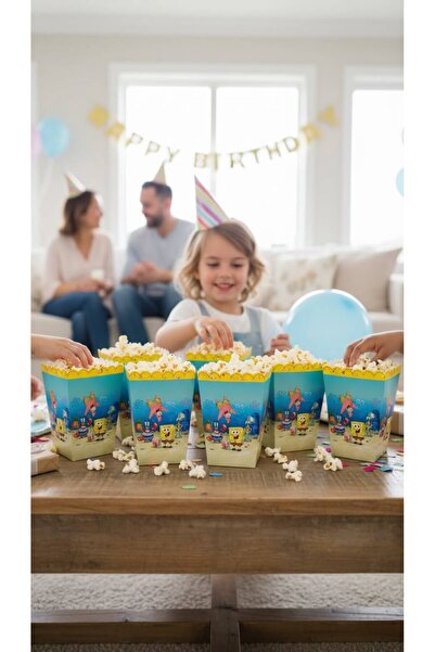 Cadde Süs Sünger Bob Temalı 8’li Popcorn Mısır Kutusu