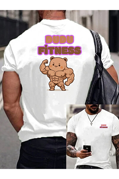 Etoile Studio تي شيرت رياضي أبيض للرجال من Dudu Fitness مطبوع عليه رسومات وتف...