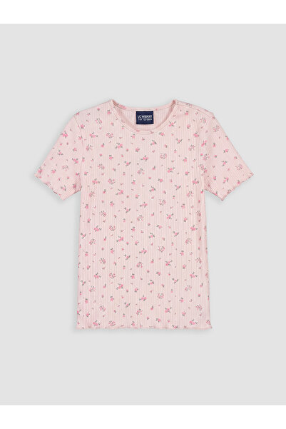 LC Waikiki Peak New Season Crew Neck Floral Girl's T-Shirt