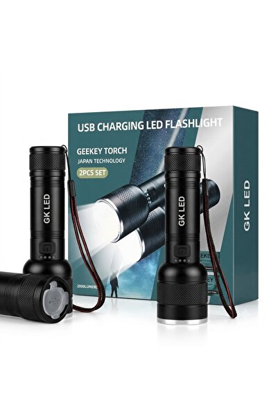 Generic USB Rechargeable LED Flashlight Torch 2 Pack – Super Bright Portable ...