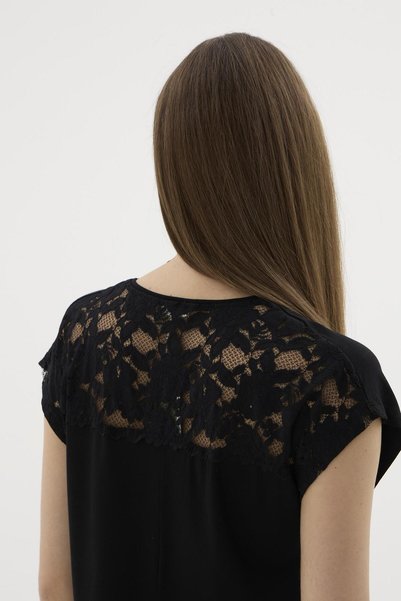 GİZZEY Set de pijamale negre pentru femei, cu mâneci scurte și pantaloni scurți C3T9N512