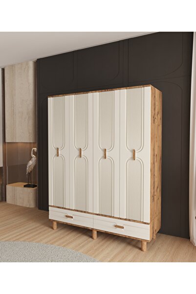 Teen & Bright %100 MDF Venüs 4 Kapaklı Çekmeceli Modüler Gardırop - Aytaşı
