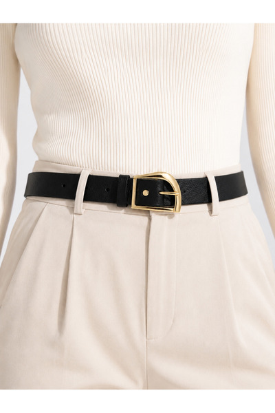 kemer krallığı Women's Black Belt – Shiny Gold Buckle |   Compatible with All...