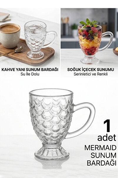 LİRAZON 1 Adet Kahve Yanı Sunum Su Bardağı Lüks Kristal Kesim Deniz Kızı Dese...