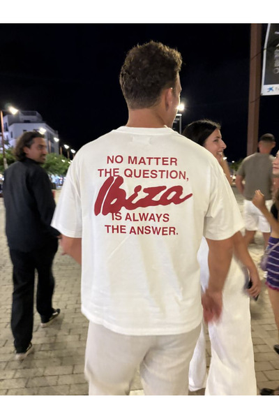 Violon Tricou unisex supradimensionat alb cu imprimeu grafic No Matter Ibiza