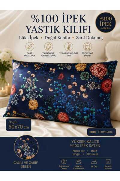 silkwormlife Red Flower Patterned 100% Silk Pillowcase 50X70 cm Zippered Limi...