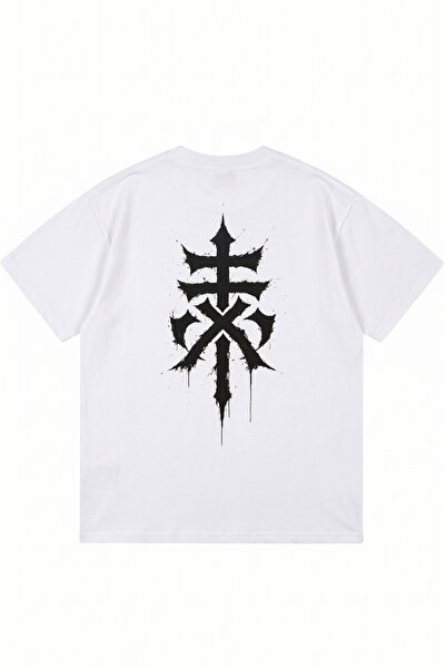 DASH WEAR Occultis Sigillum Printed White Oversize Crew Neck T-Shirt