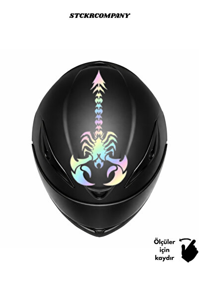STCKRCO Akrep Kask Stickerı - Motor Kaskı Üst Stickerı - Kask Dekoru Vinil St...