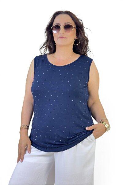 yagmurberen Stone Embellished Detail Circular Neckline Japanese Sleeves (Slee...