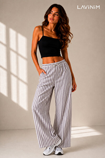 LAVİNİM Kadın Premium Doğal Keten Bol Paça Oversize Yazlık Pantolon