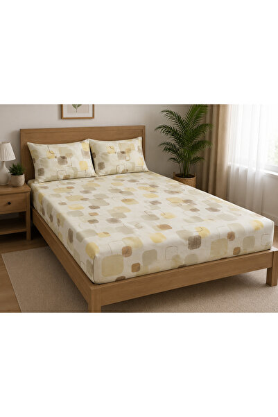 pınarhome collectıon 100% Organic Cotton Fabric Elastic Fitted Sheet+ Pillowc...