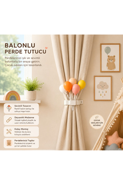NefinGold Balon Perde Tutucu