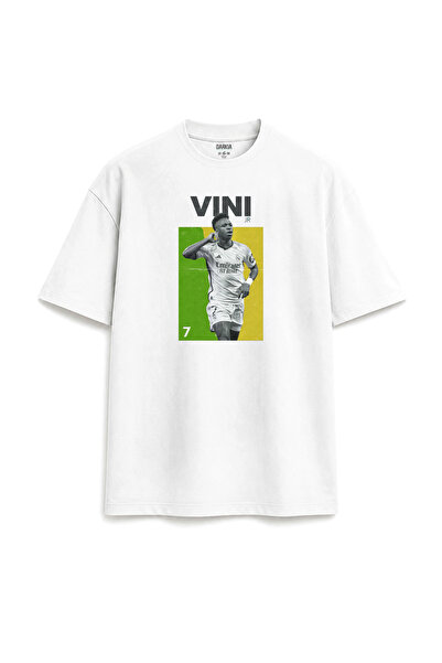 Darkia Vinicius Jr Special Design Printed Text Relaxed Fit Unisex White T-Shirt