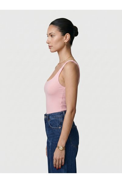Noe Collection Women's Square Neck Thick Strap Snap Fastener Body Slim Fit Tight Fit Lycra Bodysuit