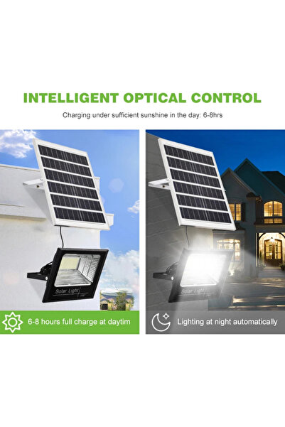 OEM Lampa solara de exterior Brennex 600 W, Proiector cu 648 LED SMD, cu Telecomanda si senzor lumina